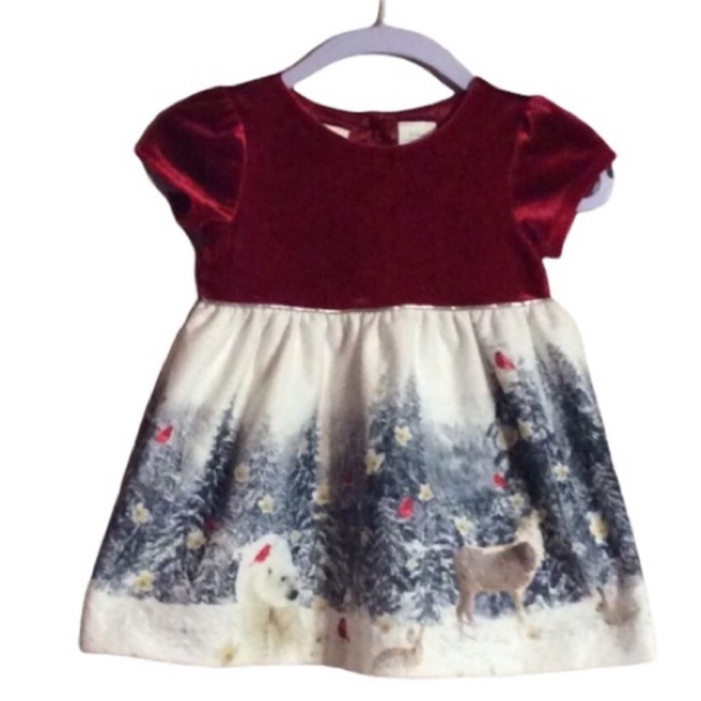 KOALA KIDS Red And White CHRISTMAS Holiday Scenic WINTER Dress